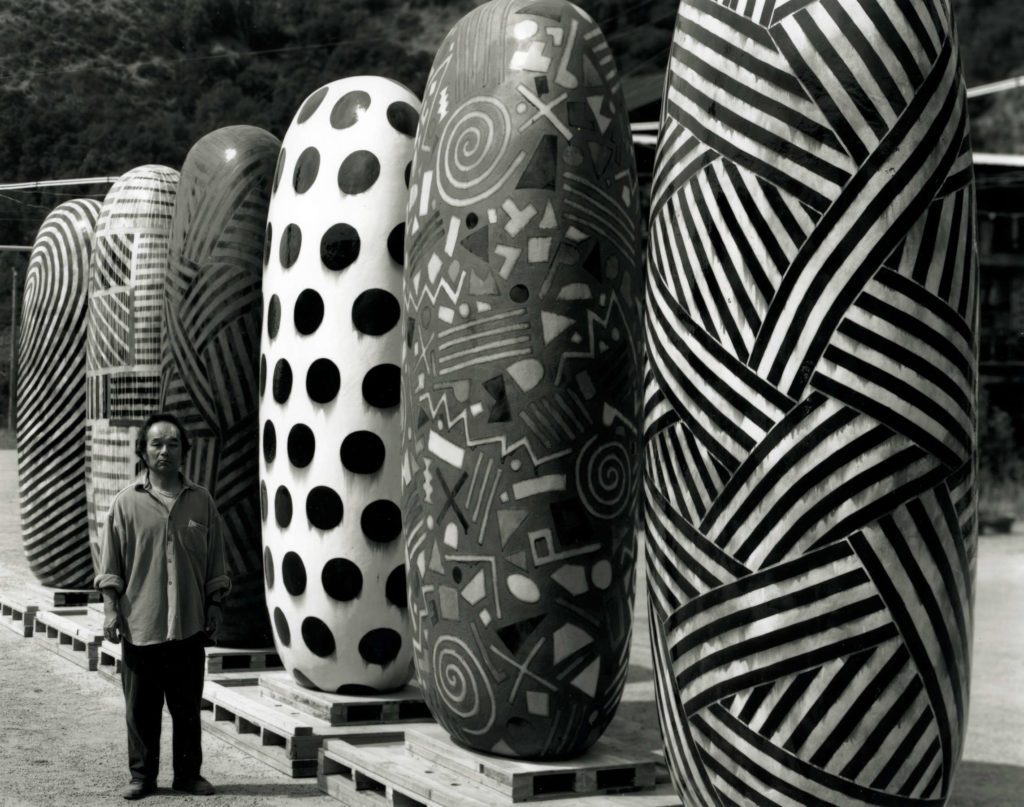 Jun Kaneko with completed Fremont Project Dangos.