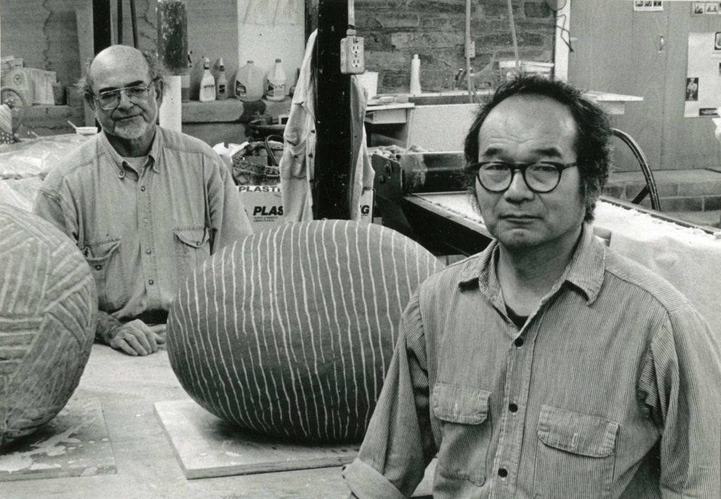 Norm Schulman (left) and Jun Kaneko at Penland.