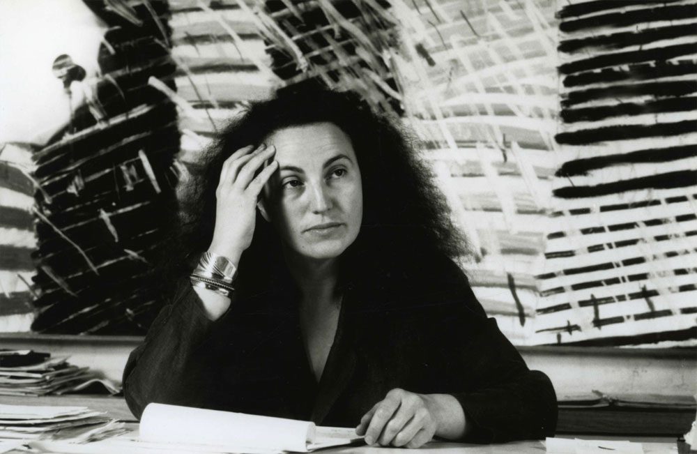 Ree Kaneko in her office as Founding Director of the Bemis Center for Contemporary Arts in 1988.